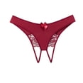thumbnail image 4 of VONCOS Womens Seamless Thong with Lace & Bow - No Show Underwear for Everyday, Soft Stretch Comfort, Red,Size S, 4 of 9
