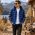 thumbnail image 2 of Flannel Shirt for Men Casual Long Sleeve Button Plaid Shirts Jackets Hooded Tops with Pocket for Outdoor Daily Wear, 2 of 9