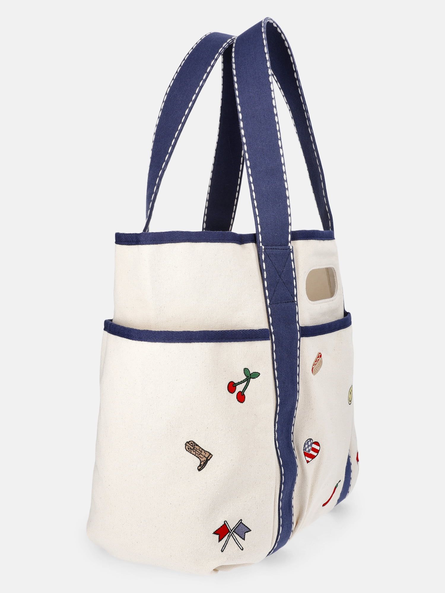No Boundaries Women's Americana Cut Out Tote Bag, Natural