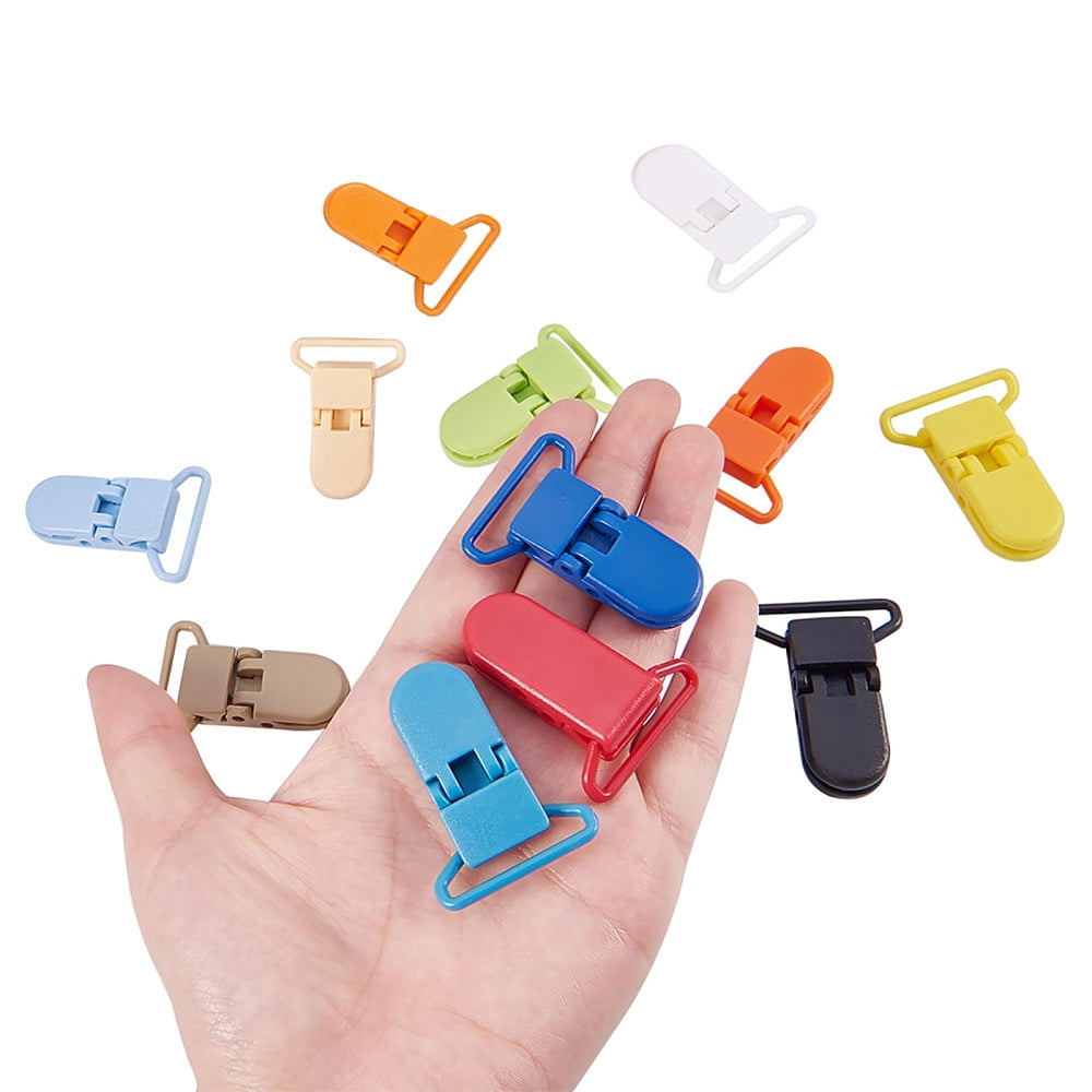 80 PCS 20 Color Plastic Pacifier Suspender Clips Holder for Dummy Soother Toy Teething Ring Leash Bib Snap Holder Clip Snap