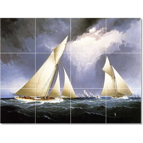 Ceramic Tile Mural-James Buttersworth Ship Boat Painting 120. 17" w x 12.75" h using (12) 4.25 x 4.25 ceramic tiles