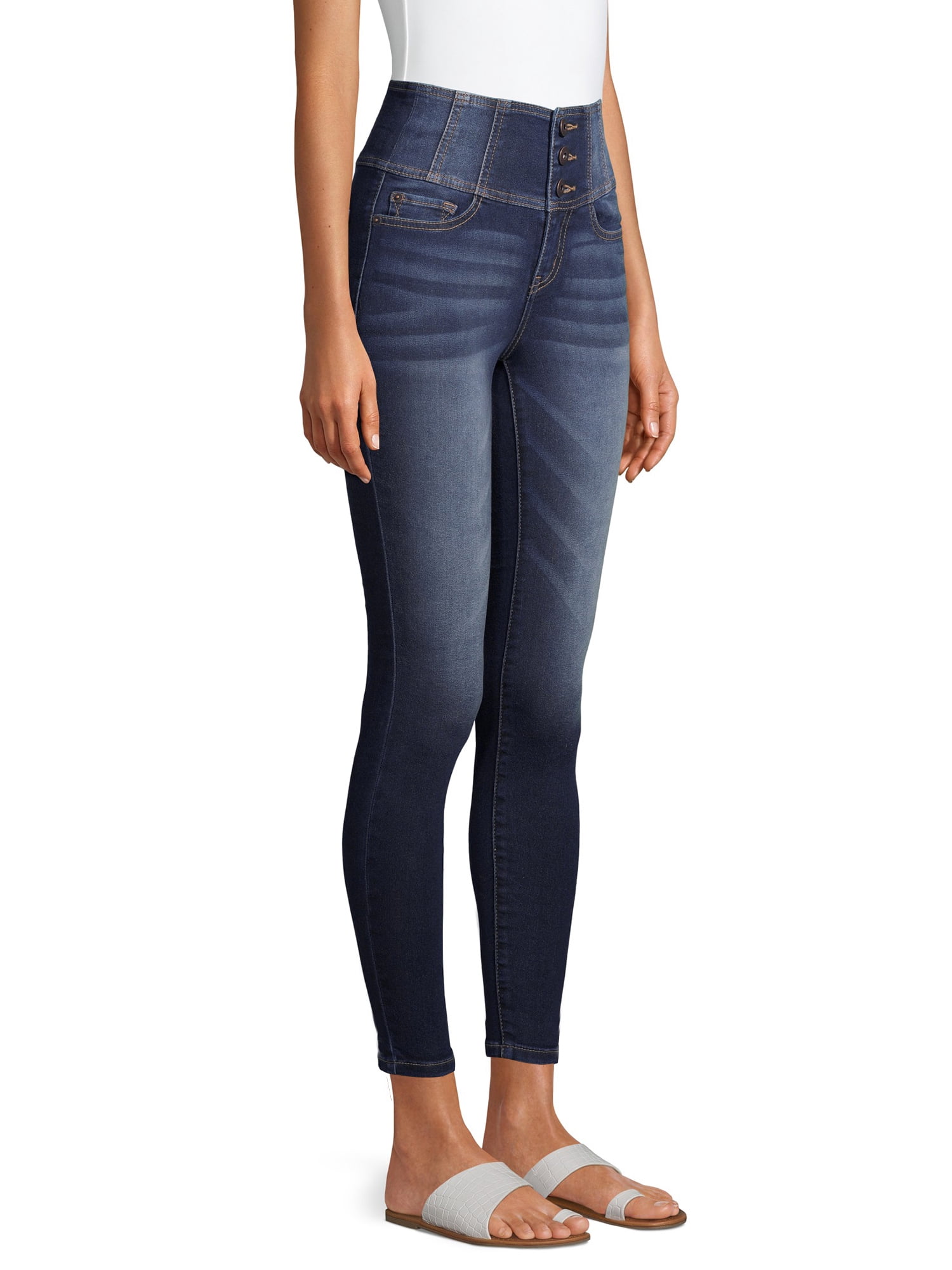 No Boundaries Juniors' 3-Button Corset Jeans