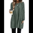 thumbnail image 1 of Camisas de Larga para Mujer Suéteres Largos con Bolsillos Tops Tipo Túnica Corte Holgado Verde Oscuro XXL, 1 of 8