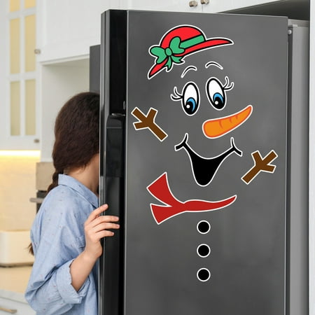 

NEGJ Snowman Refrigerator Christmas Decorations Stickers Xmas Holiday Decorations For Fridge