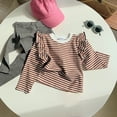 thumbnail image 3 of WOYY Toddler Girls Long Sleeve Stripe T-Shirt Lightweight Ruffle Casual T Shirt, Sizes 3-4T, 3 of 3
