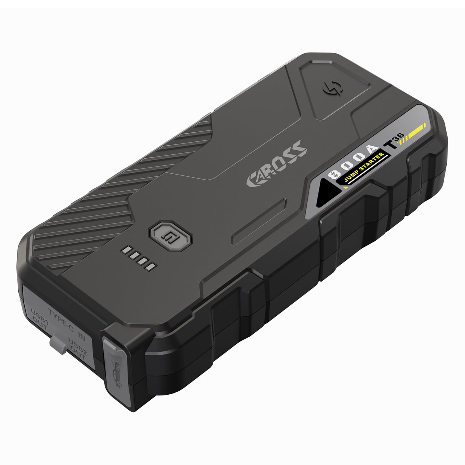 CAROSS T36 Portable Car Jump Starter and USB Power Bank with 800-Amp Peak, Smart Jumper Clamps, LED Light, and QC Fast Charger (Black)