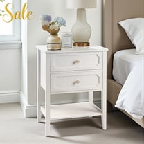 Tcbosik 27.9" Tall Farmhouse Nightstand in White, Vintage Beside Tables with 2 Drawers and Open Storage, Rustic End Tables for Bedroom, Living Room, Home Office