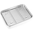 thumbnail image 2 of Toaster Oven Pan with Rack Set, P&P CHEF Stainless Steel Broiler Pan with Cooling Rack, Mini Rectangle 9â€™â€™x 7â€™â€™x1â€™â€™, Non Toxic & Heavy Duty, Mirror Finish & Dishwasher Safe, 2 of 5