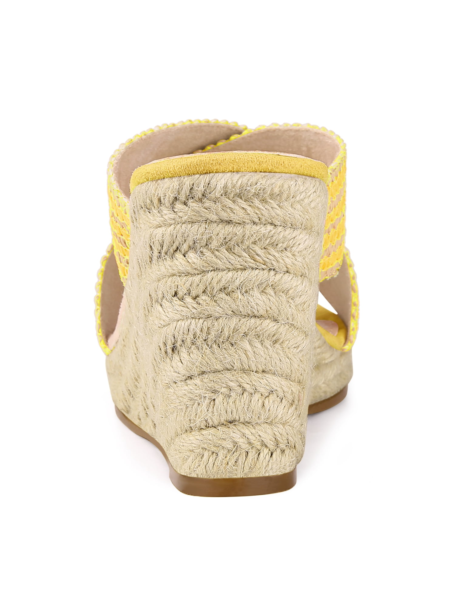 DARING DIVA Women's Crisscross Strap Platform Slides Wedge Sandals Yellow 6