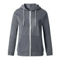 thumbnail image 5 of Fesfesfes Womens Jacket Casual Fall Outwear Coat Solid Color Hooded Slim Zipper Jacket Coat, 5 of 5