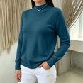 thumbnail image 6 of Women's Mock Neck Knit Sweater, Lightweight Basic Long Sleeve Pullover Tops for Fall Winter Daily Wear 2XL, 6 of 6