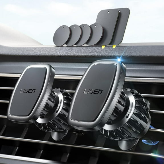 2 Pack Magnetic Phone Holder for Your Car Magnet Mount Vent 6 Military Magnets Cell Plate Fit All iPhone 17/16/15/14/13 Pro Max Plus S25