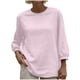 thumbnail image 3 of TaTaai Women's Casual Solid Color Cotton Linen 3/4 Sleeve Round Neck Tops, Loose Simple Breathable All Match Commute Daily T-Shirts Gift, 3 of 8
