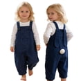 thumbnail image 2 of Ticikt Baby Boy Girl Denim Overalls Solid Suspender Bib Pants One-Piece Strap Jumpsuit Pocket Summer Outfit,Color:Blue,Size:3-4 Years, 2 of 8