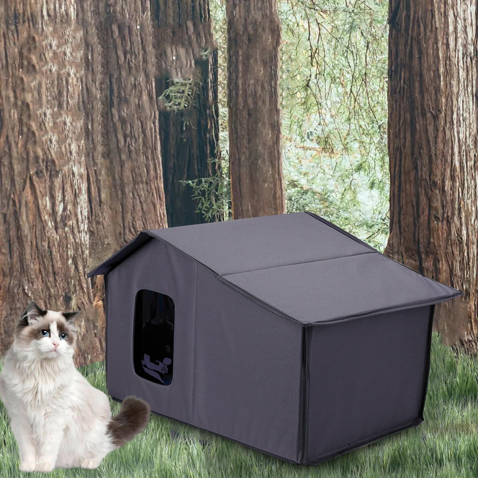 Stray Cats Shelter, Outdoor Cat House Weatherproof,Collapsible Outside Feral Cats House Winter,Animal Tent Tent Bed Anti-Slip Kitten Cave for Feral Cats Dog Puppy