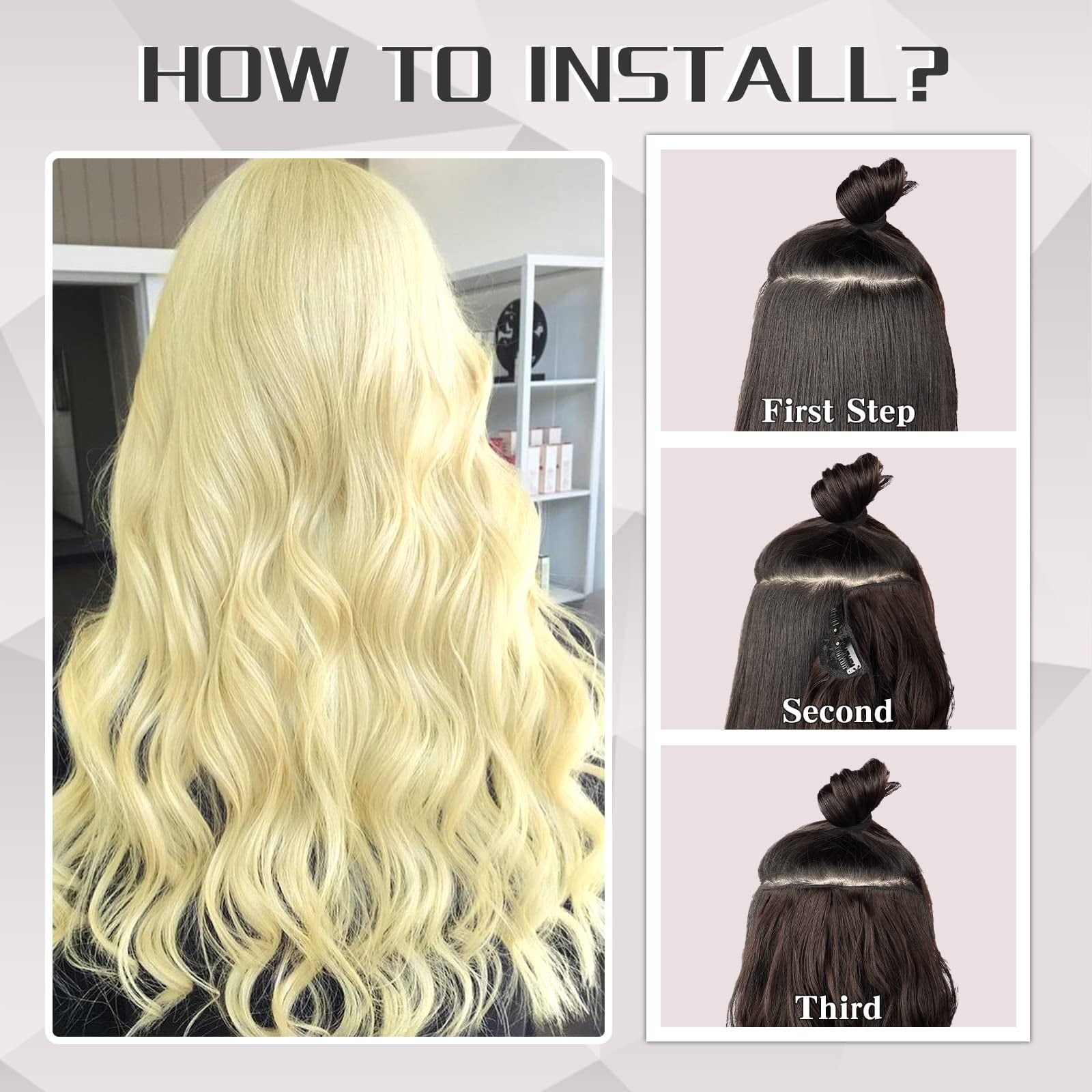 Clip in Hair Extensions - 4Pcs Thick Double Weft Hair 20 Inch Hair Extensions for Women Clip in, Bleach Blonde Extensions Clip ins