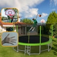thumbnail image 5 of EUROCO 15FT Trampoline with Basketball Hoop & Enclosure, 2000lbs 10FT 12FT 14FT 15FT Trampoline for Kids and Adults, Outdoor Backyard Trampoline, 5 of 8