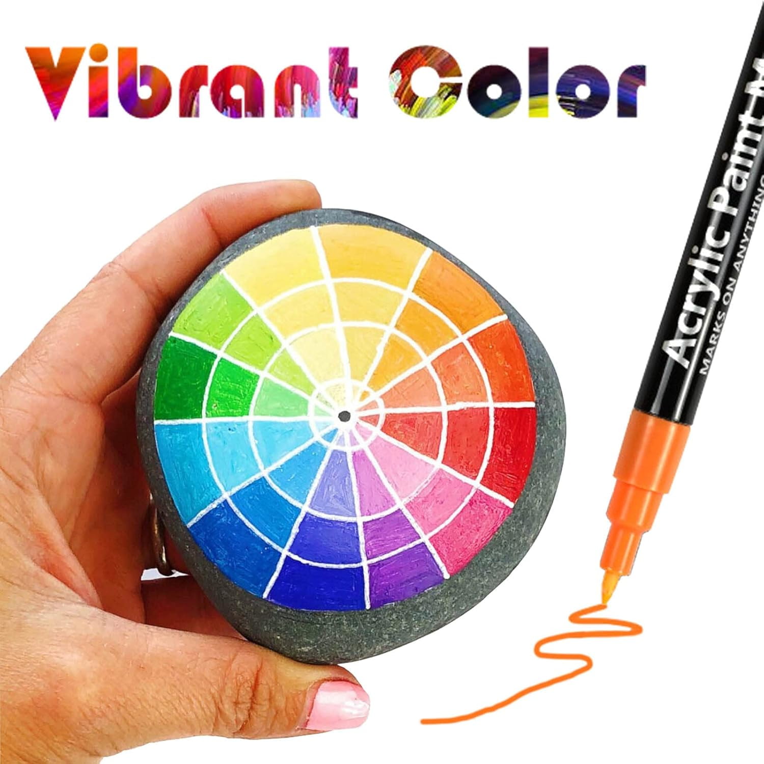 Acrylic Paint Pens for Rock Painting - Set of 24 Extra Fine Point Non-Toxic Paint Markers for Stone, Ceramic, Glass, Wood, Canvas, Fabrics DIY Crafts