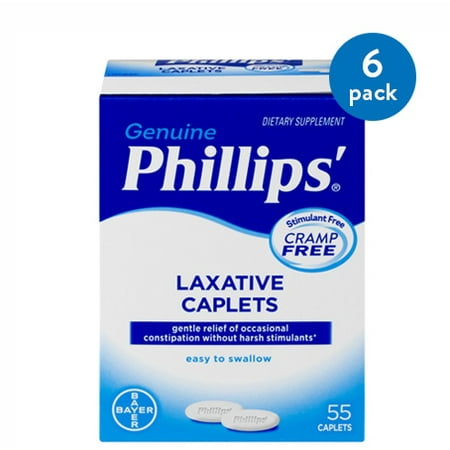 - (6 Pack) Phillips' Laxative Dietary Supplement Caplets, 55 Count
