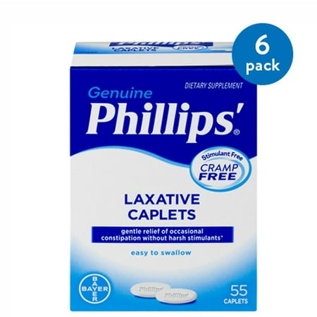 (6 Pack) Phillips' Laxative Dietary Supplement Caplets, 55