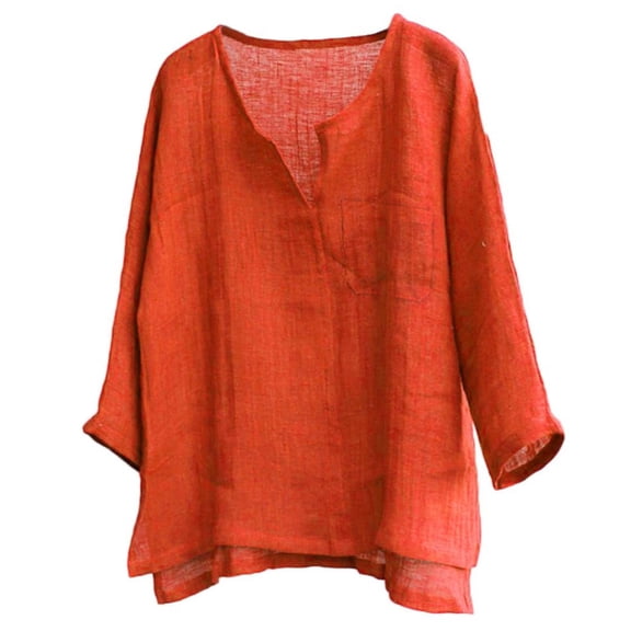 fvwitlyh 4Xlt Mens Shirts Big And Tall Mens Button Down Shirt Linen Cotton Shirts Casual Long Sleeve Spread Collar Lightweight Beach Plain Tops Orange Medium