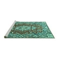 thumbnail image 2 of Ahgly Company Machine Washable Indoor Rectangle Medallion Turquoise Blue Traditional Area Rugs, 3' x 5', 2 of 4