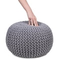 thumbnail image 5 of BirdRock Home Round Pouf Foot Stool Ottoman - Light Grey, 5 of 8