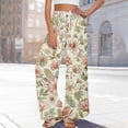 thumbnail image 6 of Womens Pants Pockets Boho Printed Elastic Waist Wide Leg Palazzo Pants for Women Work Beach Vacation Clothes Light Green M, 6 of 8