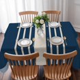 thumbnail image 3 of Navy Blue Beige Striped Table Cloth Waterproof Tablecloths, Modern Farmhouse Retro Lines Tablecloth Dining Table Cover for Kitchen Party Tabletop Outdoor, Rectangle Tablecloth 60x102 Inch, 3 of 9