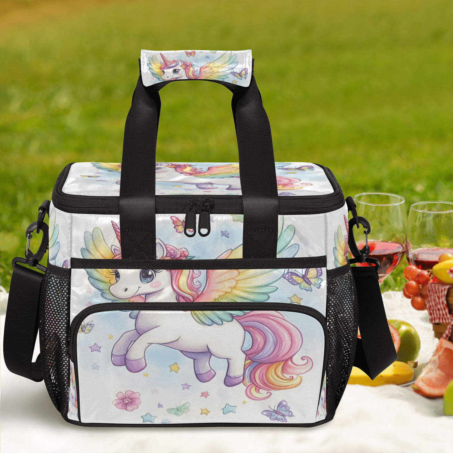 Herdesigns Animal Large Insulated Lunch Box for Adults Women Men with Adjustable Shoulder Strap, Cute Unicorn Reusable Cooler Lunch Bag for Offices Picnic Hiking Beach