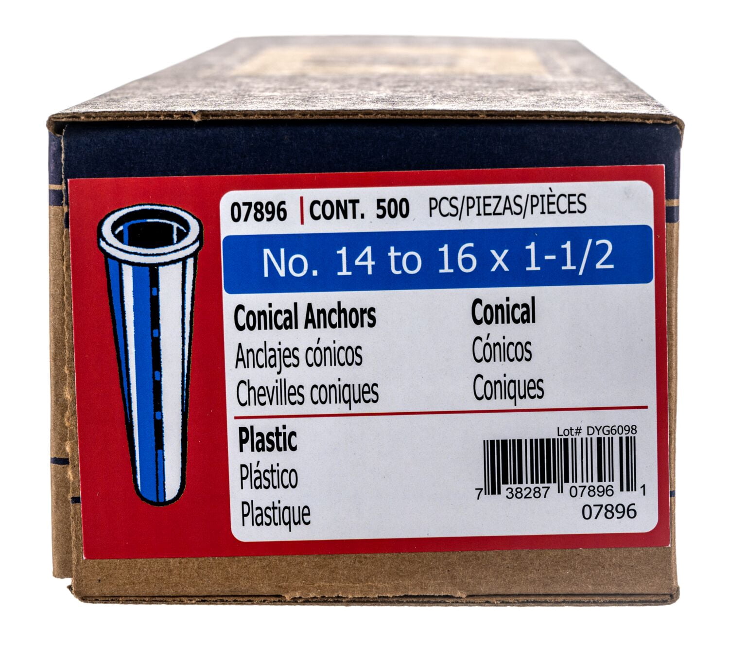 #14 to #16 x 1-1/2" Conical Plastic Anchors WAP-018