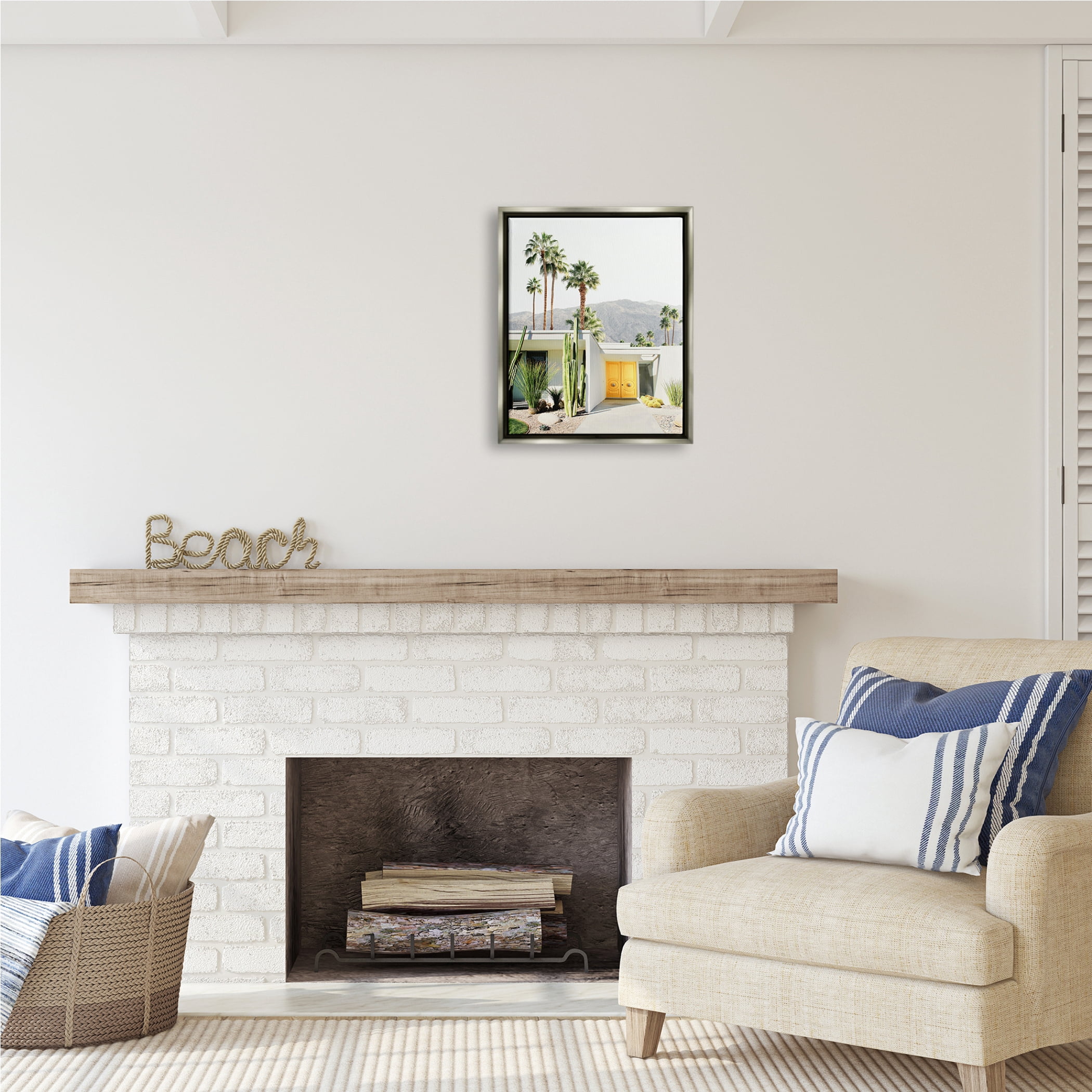 Stupell Industries Palm Springs House Photography Botanical & Floral Photography Gray Floater Framed Art Print Wall Art, 17 x 21