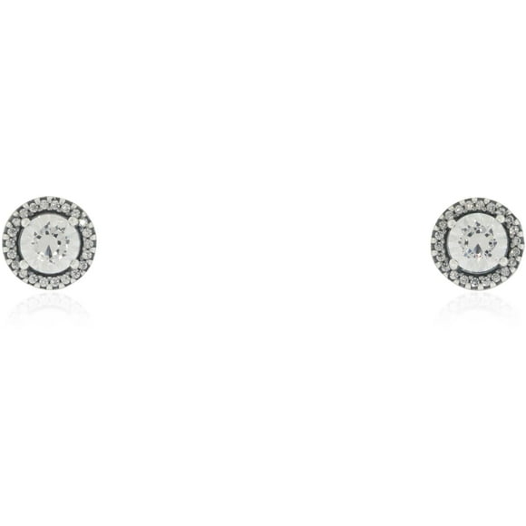 Pandora Sterling Silver Round Clear CZ Earrings -