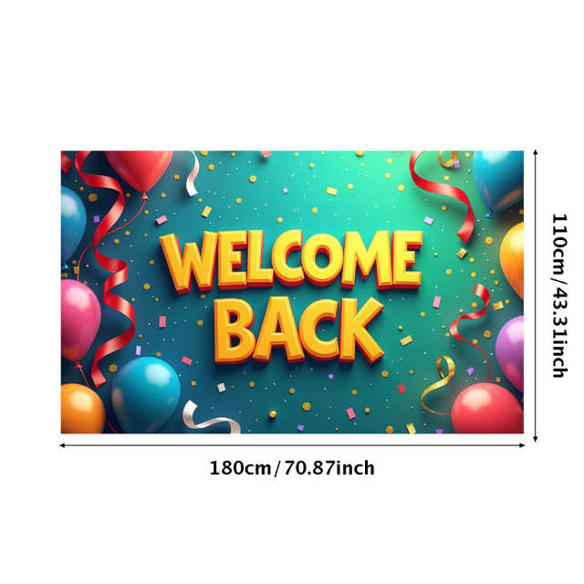 Welcome Back Banner Gradient Heart Stars Party Decoration Background Backdrop for Office Classroom Event Photography Celebration Decors