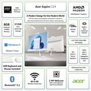 Acer Aspire C24 All-In-One Desktop, 23.8” FHD IPS 120Hz Display, AMD Ryzen 5 40 Processor, AMD Radeon Graphics, 8GB RAM, 512GB SSD, White, C24B-GMDCR-UWR5