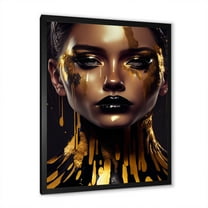 Designart Sensual Liquid Gold Woman II Framed Wall Art