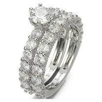 CILENON Wedding Ring 2 In 1 Perfect Women White Diamonds Ring Set Wedding Engagement Jewelry Gift Rose Gold Rings for Women Gold Ring Gold Filled Ring(Silver,11)