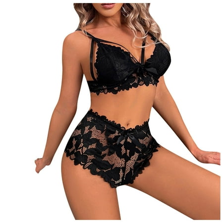 Summer Savings Clearance 2024! TAGOLD Womens Lingerie Bra  Women Lingerie Sexy Lace Lingerie Set Underpants Love And Suspended Underwear Set
