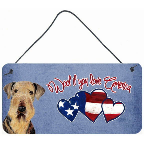 Woof if you love America Airedale Wall or Door Hanging Prints