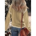 thumbnail image 2 of CAILDANL Sweaters for Women Fashion Solid Crewneck Loose Fit Long Sleeve Contrast Cable Knit Pullover Sweater Jumper Tops, 2 of 2