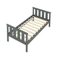 thumbnail image 4 of Twin Size Platform Bed, Solid Wood Twin Bed Frame with Headboard and Footboard, Bedroom Platform Bed Frame with Slat and Center Support Legs for Teens, Adults, No Box Spring Needed, Gray, 4 of 7