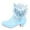 Blue, variant on Elegant Girls Boots With Winter Mid Calf Style High Heel Lace Closure Warm Winter Footwear Girls Clothes