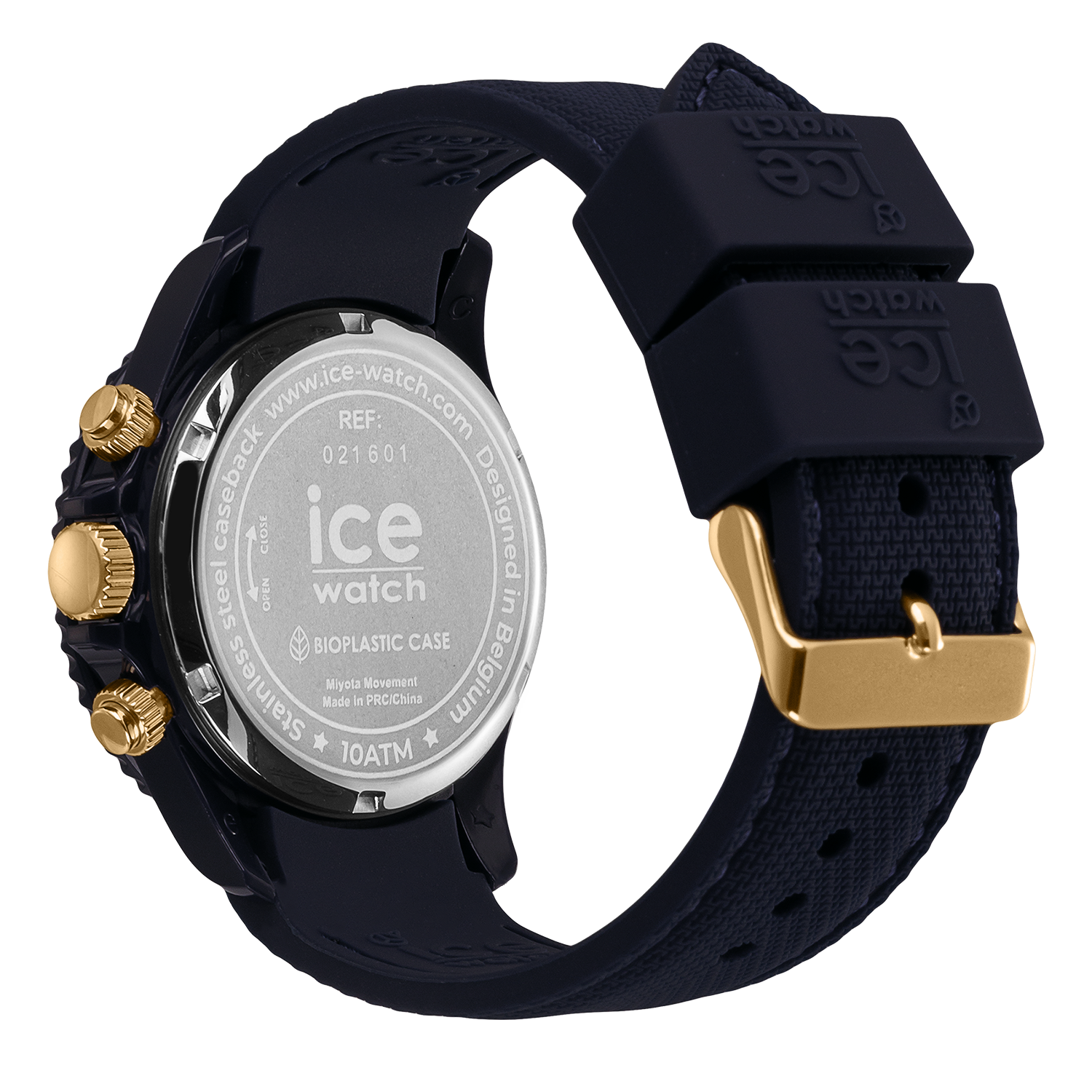 ICE-WATCH - ICE Chrono Dark Blue Gold - Men's Chronograph Wristwatch with Silicon Strap - 021601 (Medium) - 10 ATM Water Resistant Watch for Men, Suitable for Swimming