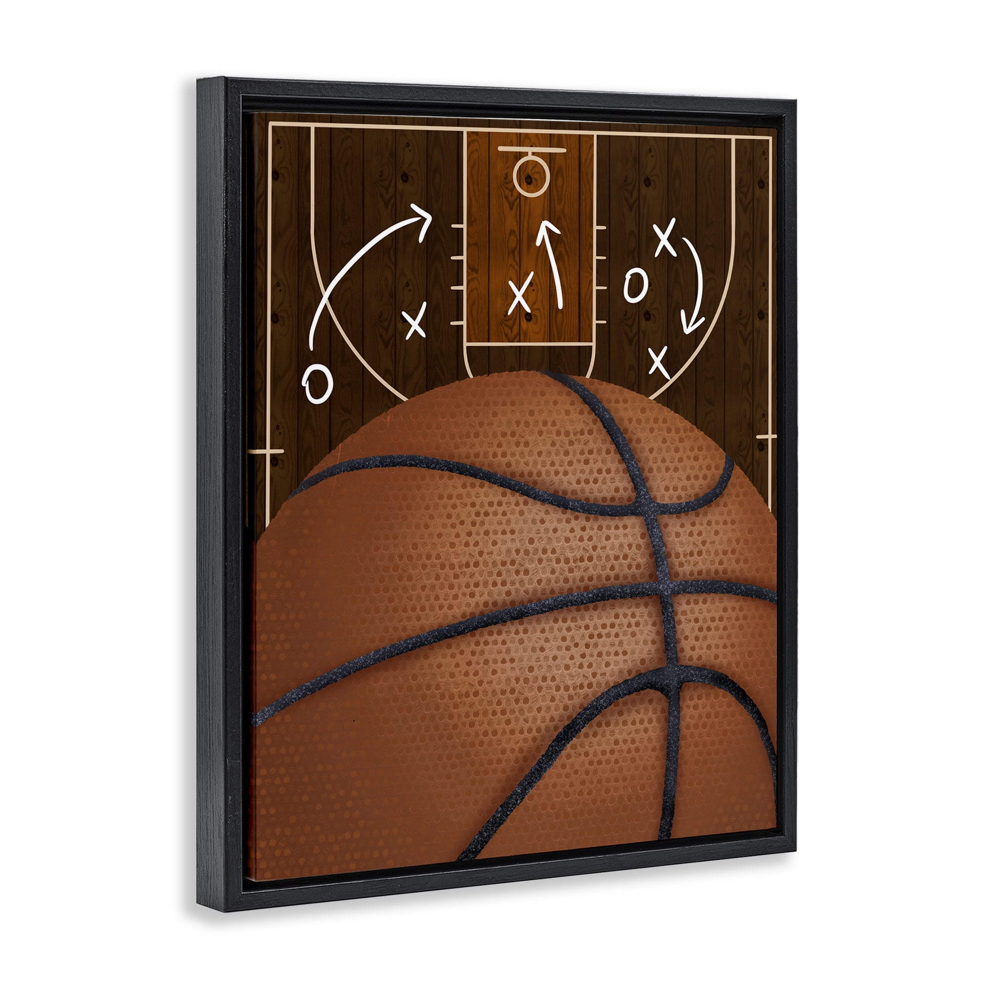 Stupell Industries Basketball Court Tactics Black Framed Floater Canvas Wall Art, design by Jennifer Stith