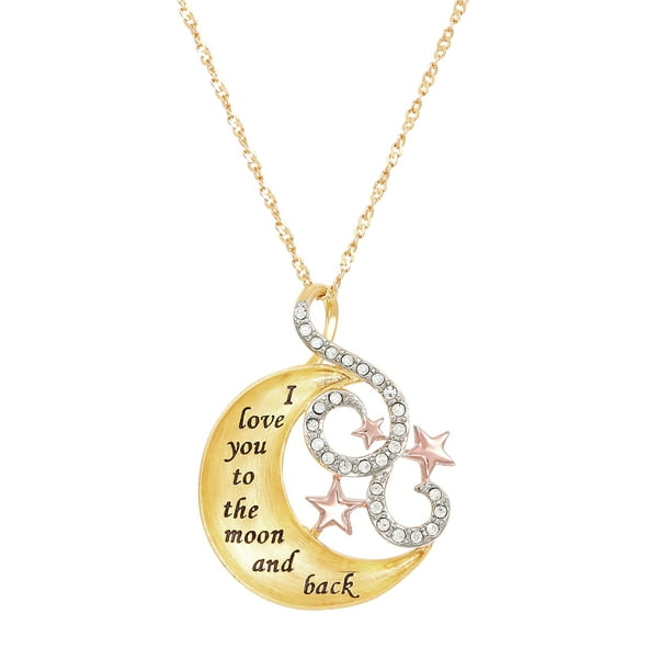 Brilliance Fine Jewelry Brilliance Fine Jewelry Crystals Moon Stars Pendant In Sterling Silver And 18kt Gold Plate 18 Walmart Com Walmart Com