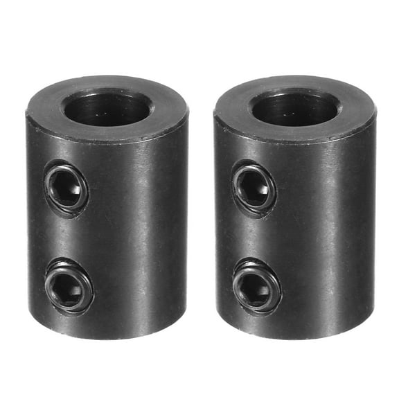 2 Pack Shaft Coupling 3/8" Bore, 3/4" OD, 1" Length, Black Oxide Plated Steel Rigid Coupling, (2 Set Screws)