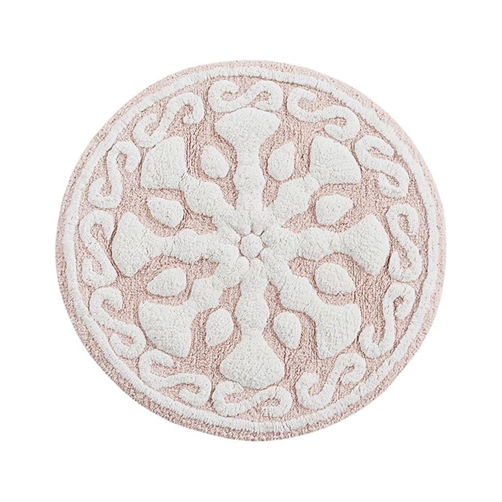 MAYEERTY Medallion Cotton Tufted Round Bath Rug，Pink