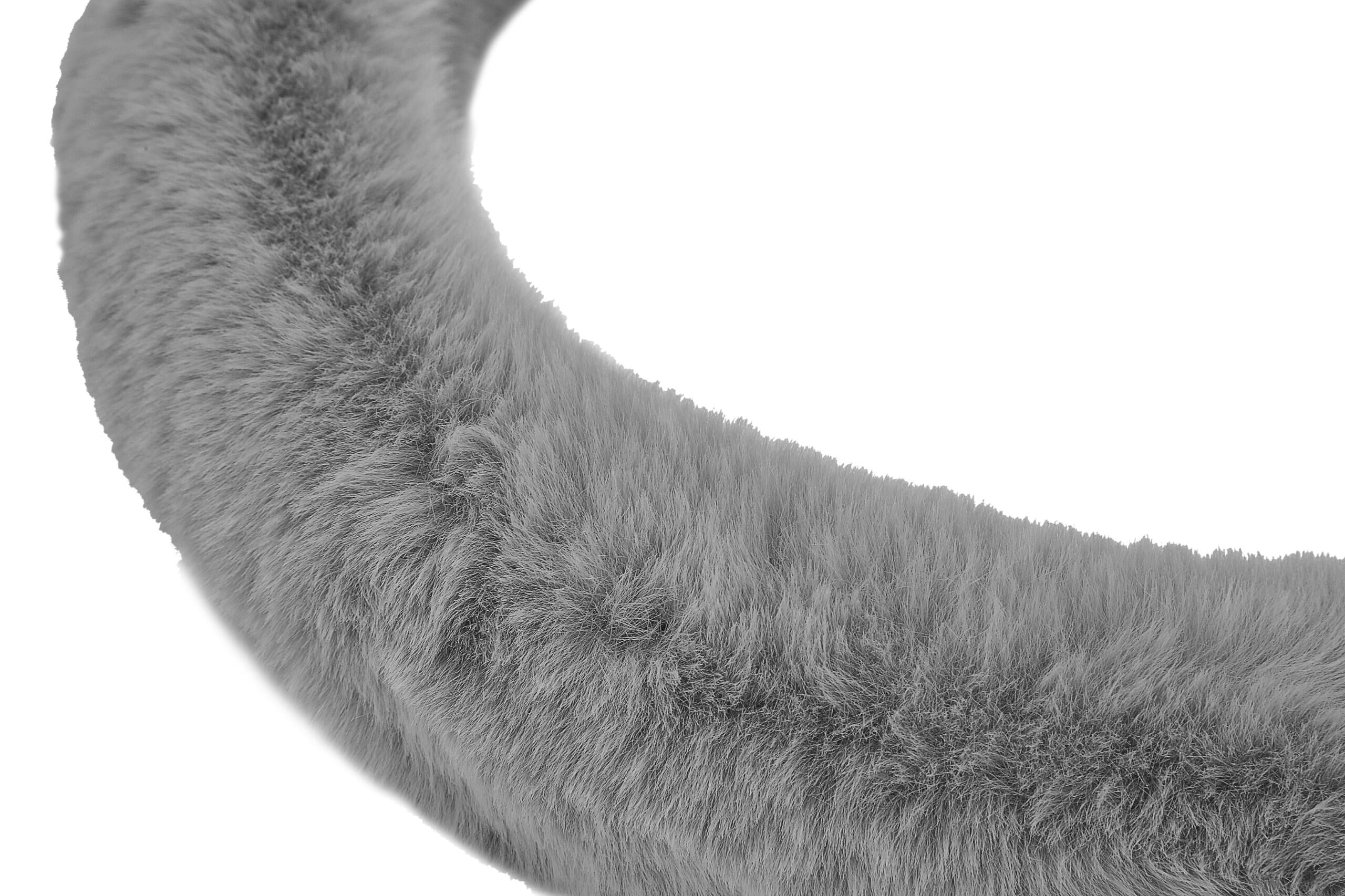 Emerald Universal 14.6"-15.4" Plush Steering Wheel Cover, Soft Faux Fur - Grey