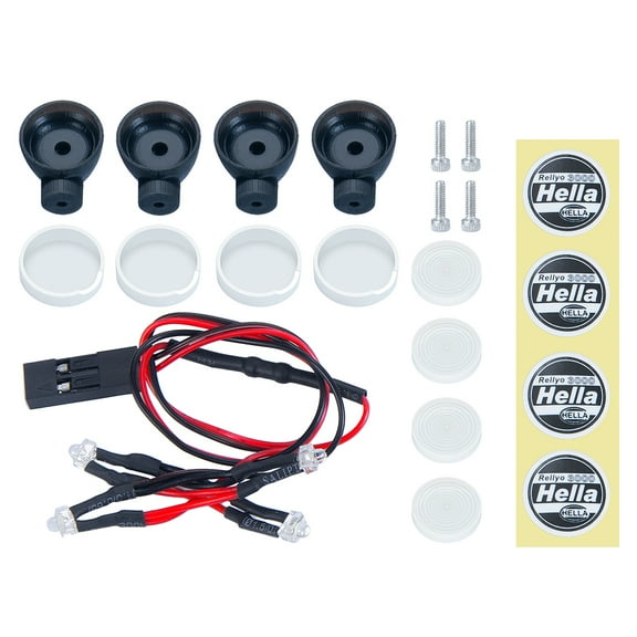 RCLIONS LED Lights Round Headlights for 1/24 RC Crawler Axial SCX24 AXI00001 AXI00006 RC Car Roof Lamp Parts