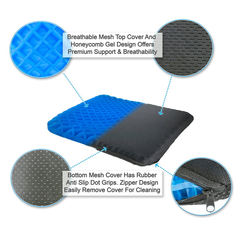 Portable Cooling Gel Seat Cushion, with Non-Slip Cover, for Car, Offic –  GizModern
